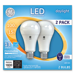 LED Daylight A21 Dimmable
Light Bulb, 15 W, 2/Pack